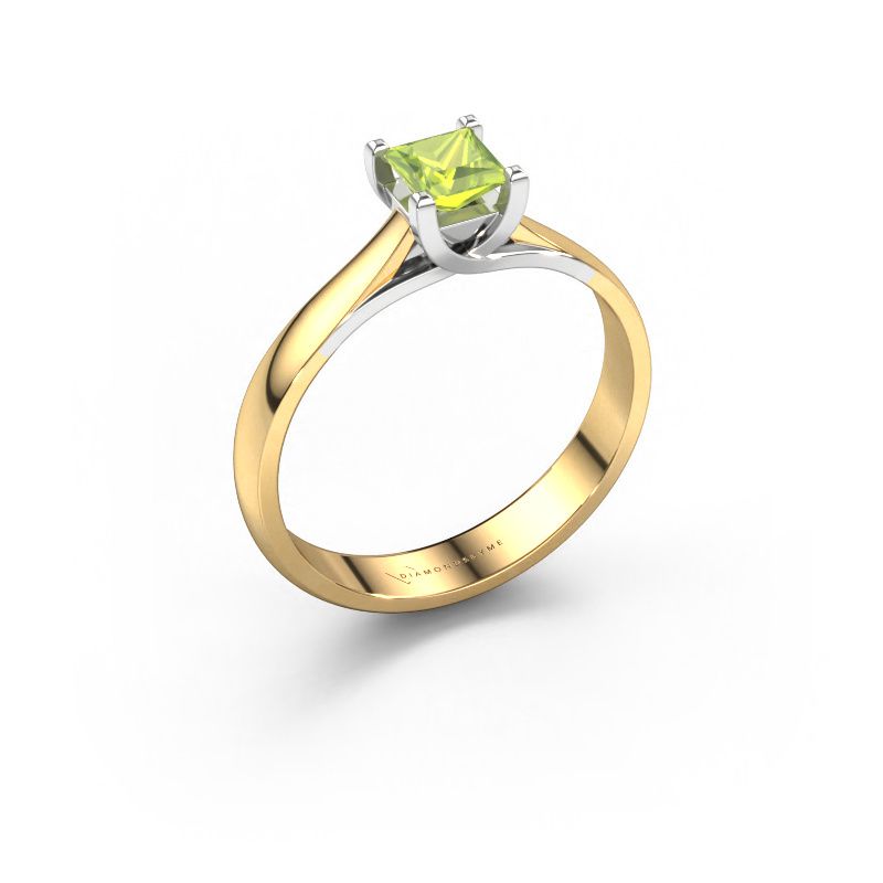 Bague de fiançailles Mia Square 585 or jaune péridot 4 mm