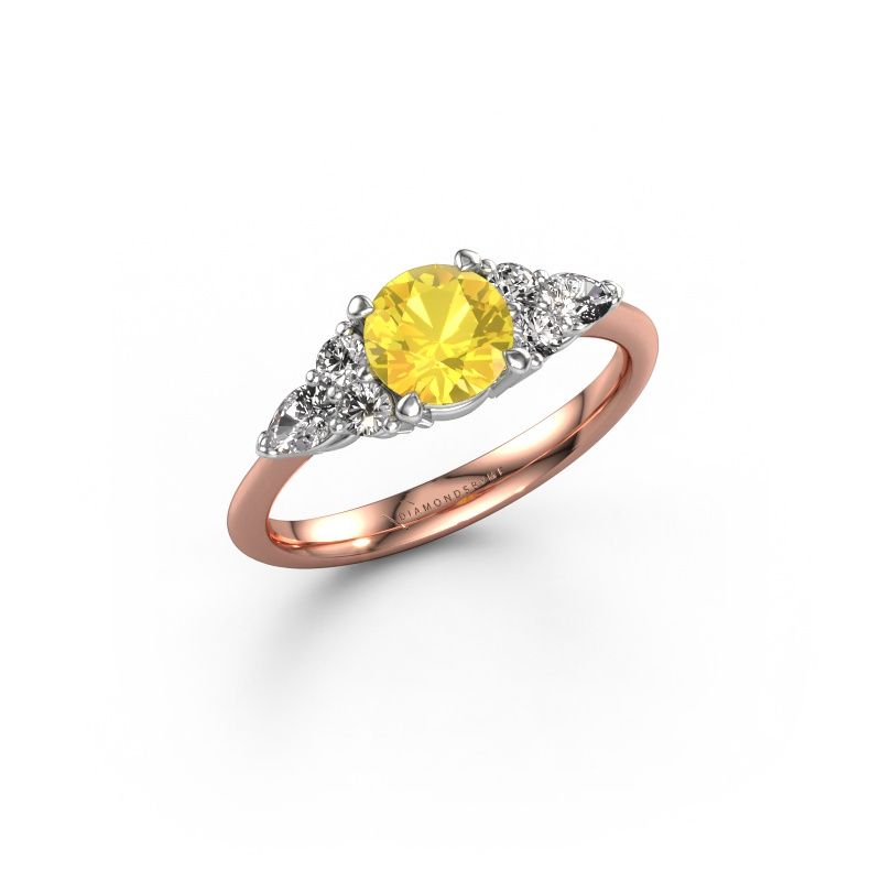 Verlobungsring Melani RND 585 Roségold Gelb Saphir 6 mm