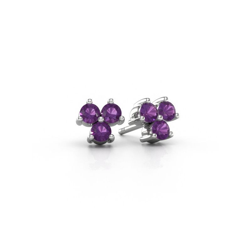 Oorstekers Shirlee 950 platina amethist 3 mm