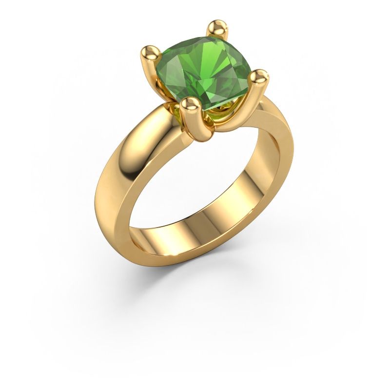 Bague Clelia CUS 585 or jaune vert tourmaline 8 mm
