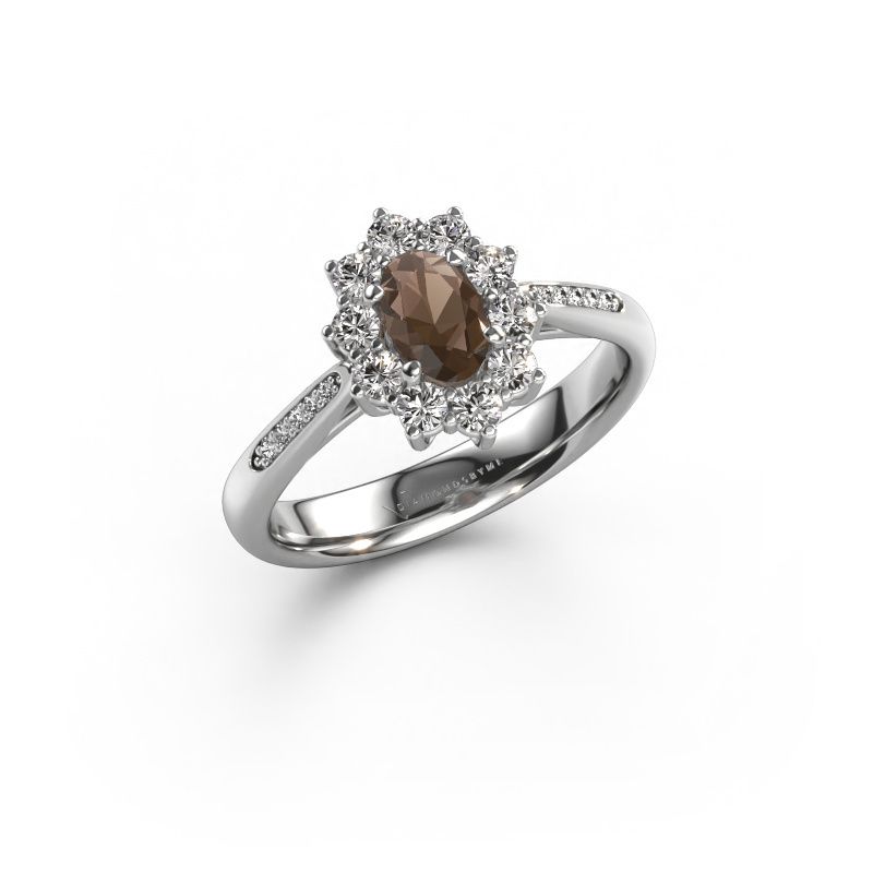 Verlovingsring Leesa 2 585 witgoud rookkwarts 6x4 mm