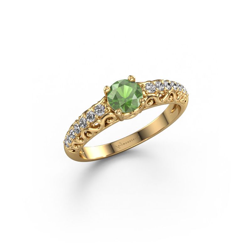 Verlobungsring Mellie 585 Gold Turmalin grün 5 mm