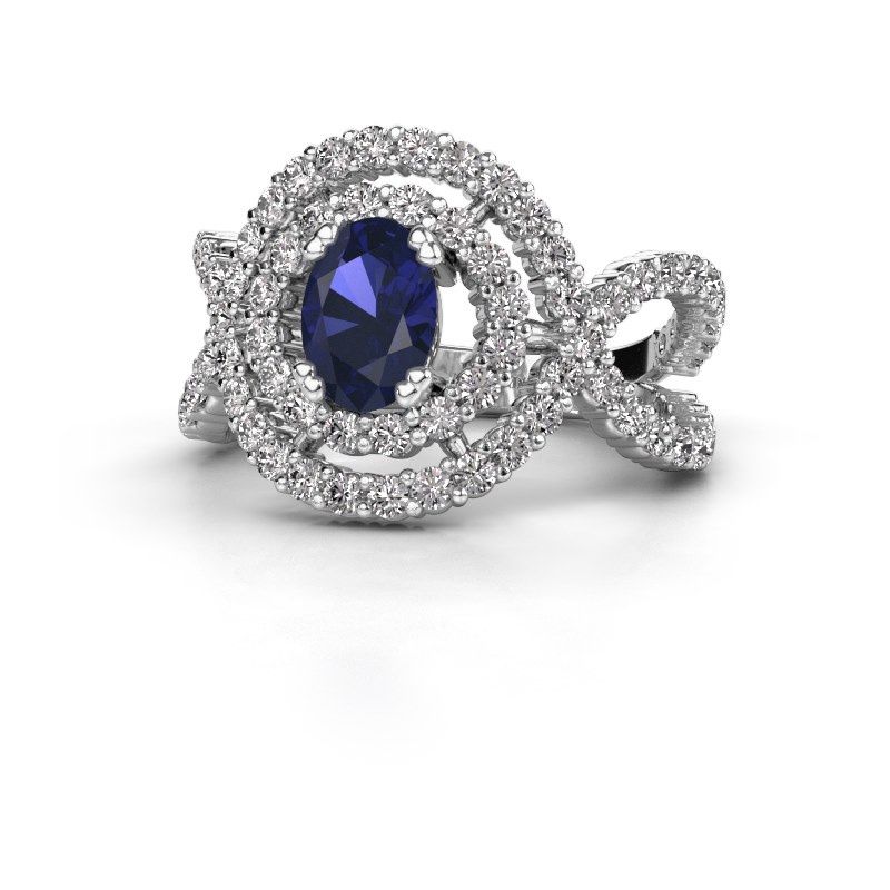 Image de Bague Chau<br/>950 platine<br/>Saphir 7x5 mm