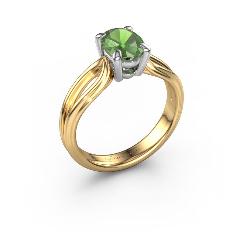 Bague de fiançailles Antonia ovl 1 585 or jaune vert tourmaline 8x6 mm