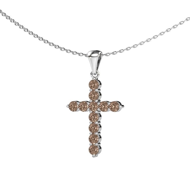 Hanger Cross 950 platina bruine diamant 0.660 crt