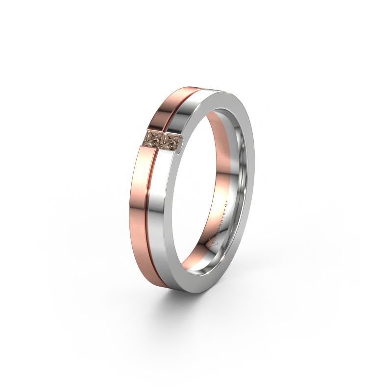 Trouwring WH0225L14B 585 rosé goud bruine diamant ±4x2 mm