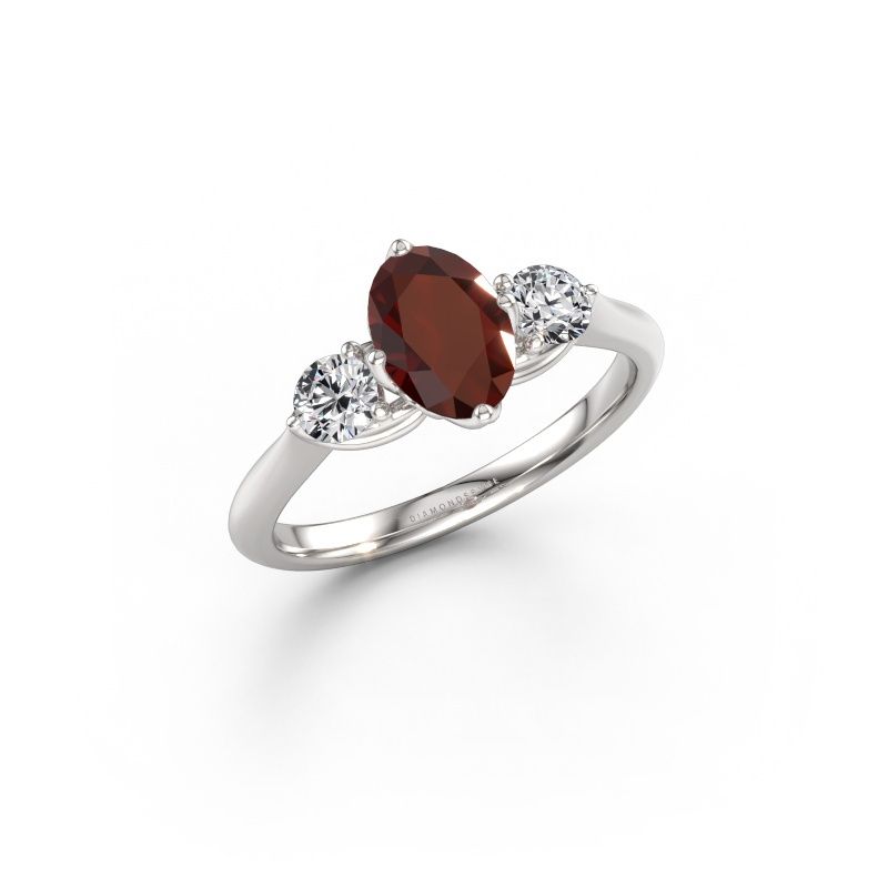 Engagement ring Vosje OVL 950 platinum garnet 7,5x5,5 mm