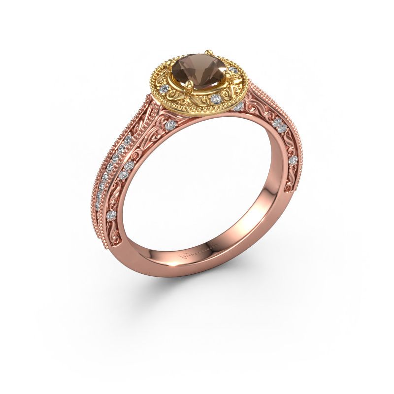 Verlobungsring Alice RND 585 Roségold Rauchquarz 5 mm