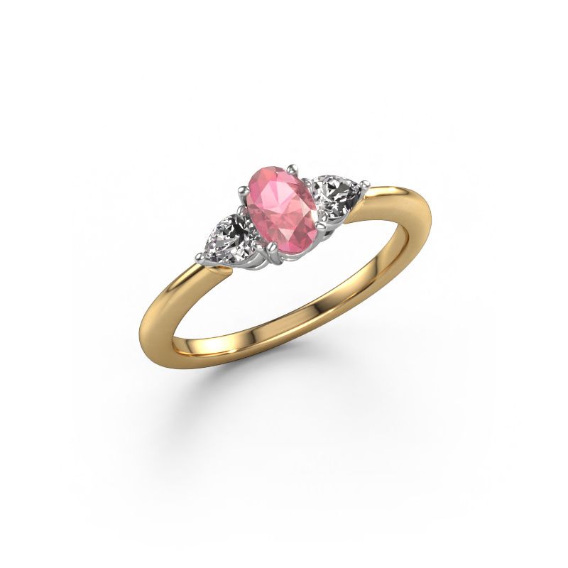 Engagement ring Chanou OVL 585 gold tourmaline pink 7x5 mm