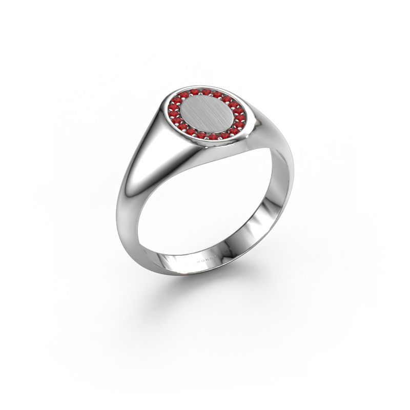 Pinkring Floris Oval 1 585 witgoud robijn 1.2 mm