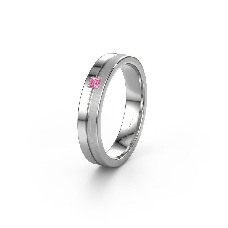 Trouwring WH0201L14ASQPM 950 platina roze saffier ±4x1.7 mm