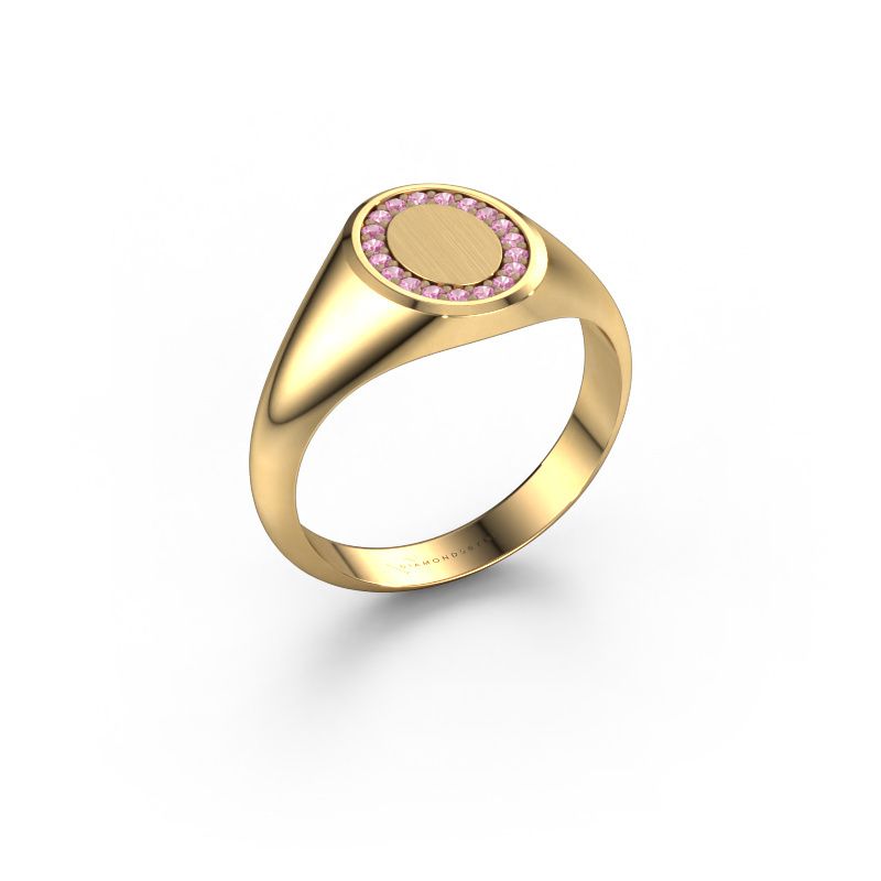 Pinkring Floris Oval 1 585 goud roze saffier 1.2 mm