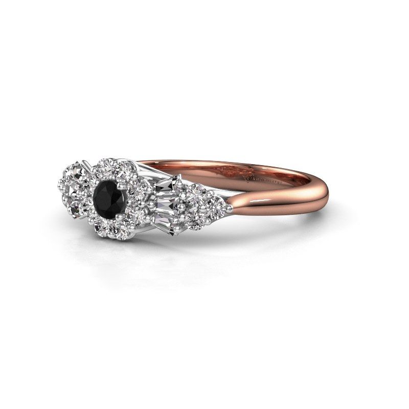 Afbeelding van Verlovingsring carisha<br/>585 rosé goud<br/>Zwarte diamant 0.55 crt