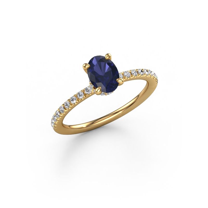 Engagement ring Crystal OVL 4 585 gold sapphire 7x5 mm