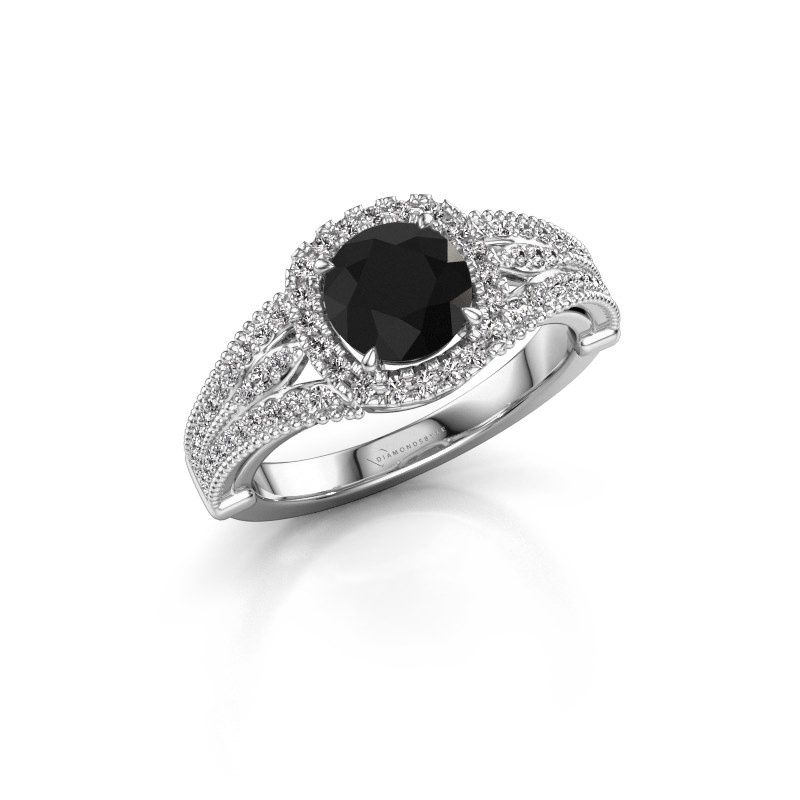 Image of Engagement ring Darla 585 white gold black diamond 1.689 crt