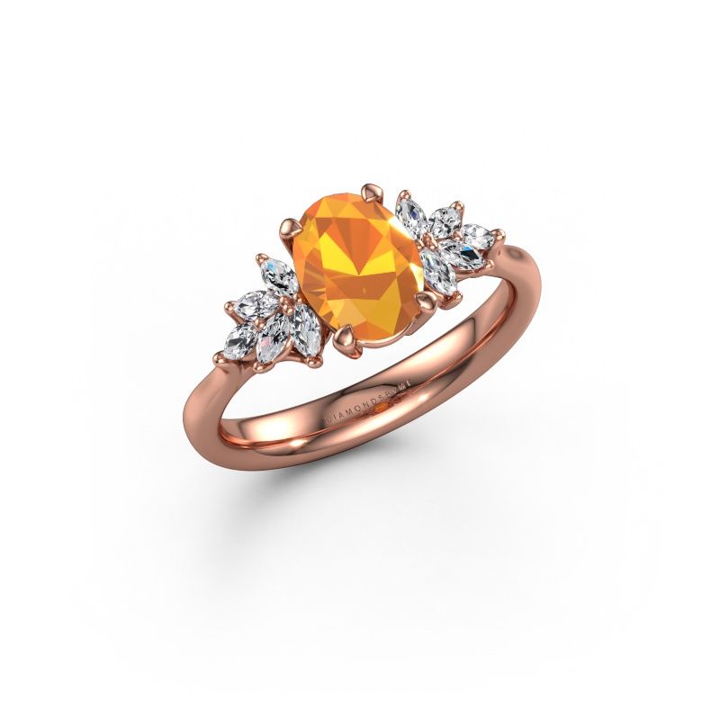 Engagement ring Fiona OVL 585 rose gold citrin 8x6 mm