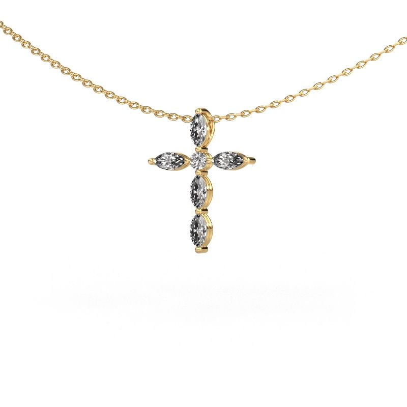 Pendentif Cross 2 585 or jaune diamant 0.76 crt
