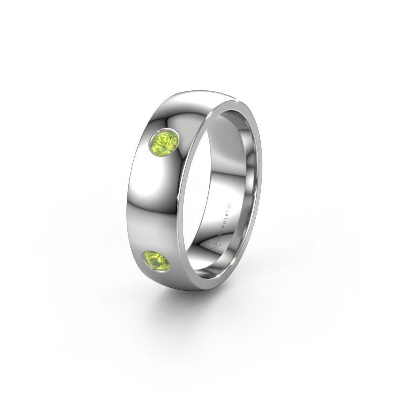 Wedding ring WH0104L26BP 585 white gold peridot ±6x2 mm
