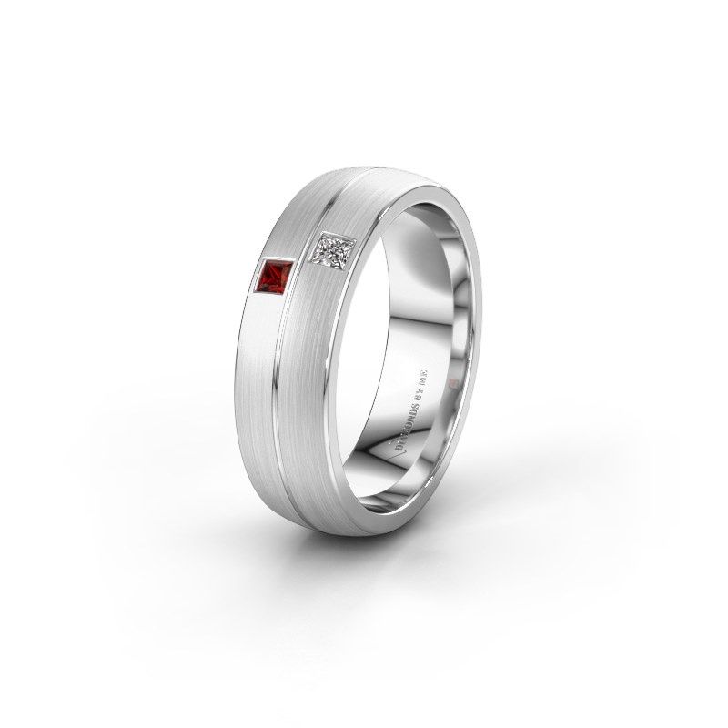 Image of Wedding ring WH0250L26BM<br/>950 platinum ±6x2 mm<br/>Garnet