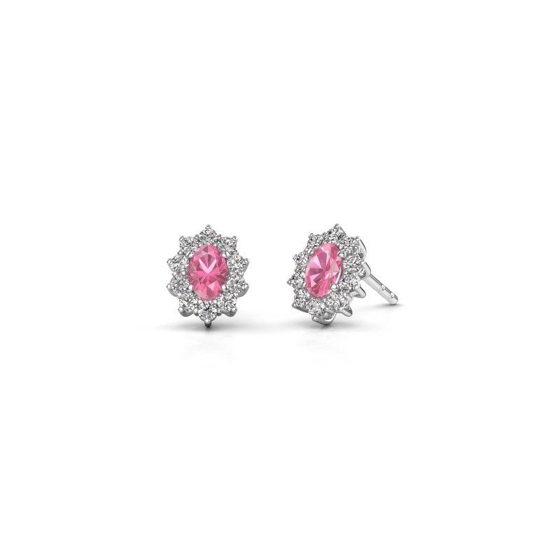 Image of Earrings Leesa<br/>585 white gold<br/>Pink sapphire 6x4 mm