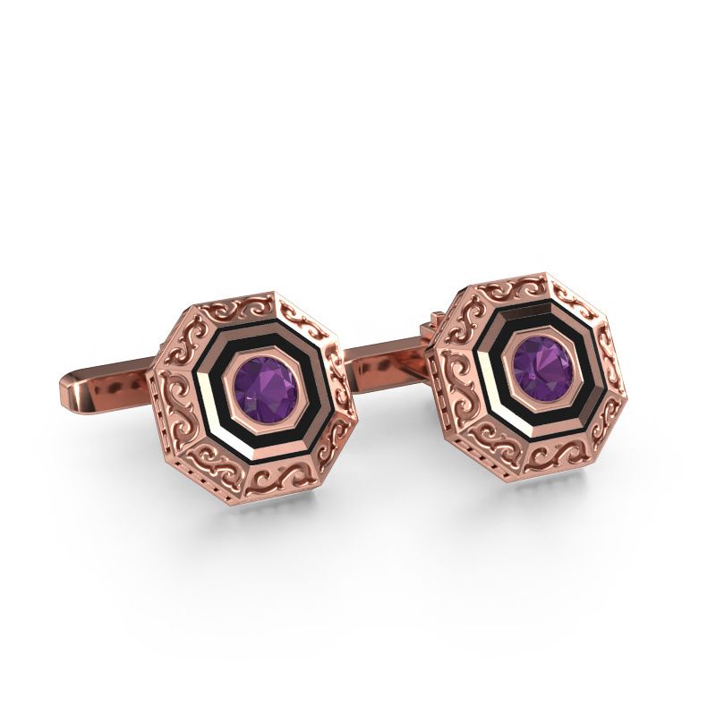 Boutons de manchettes Dion 585 or rose améthyste 5 mm