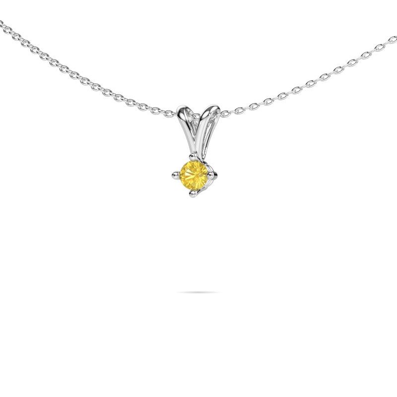 Pendentif Jannette 585 or blanc saphir jaune 4 mm