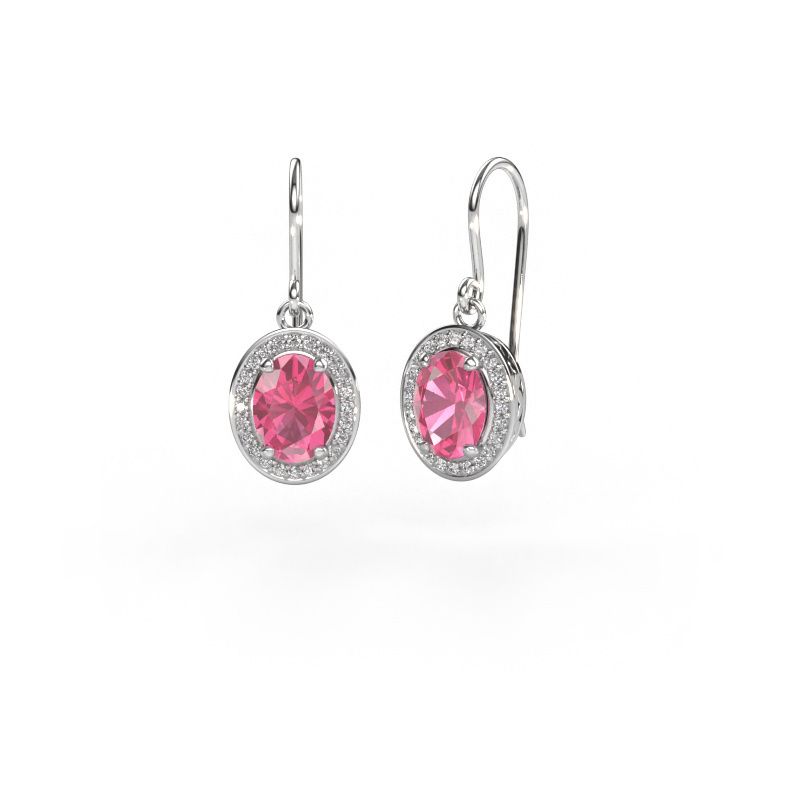 Ohrhänger Latesha 950 Platin Pink Saphir 7x5 mm