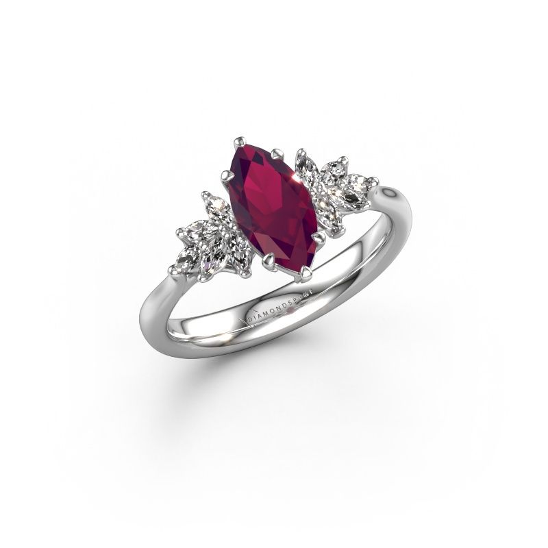 Verlovingsring Fiona MRQ 950 platina rhodoliet 10x5 mm