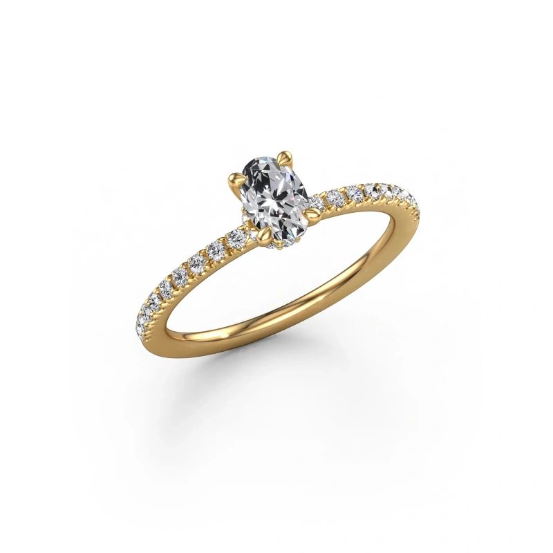 Engagement ring Crystal OVL 4 585 gold lab grown diamond 0.63 crt