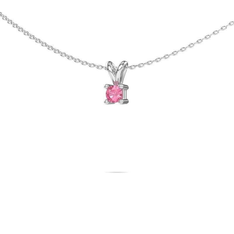 Collier Eline 950 platine saphir rose 5 mm