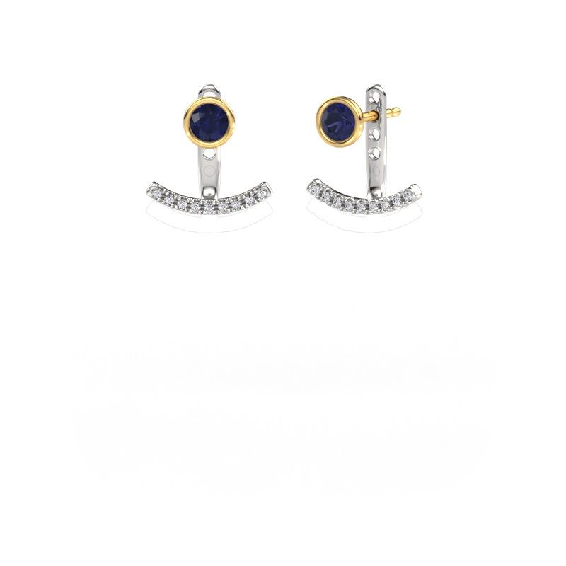 Oorbellen Rosetta 585 witgoud saffier 4 mm