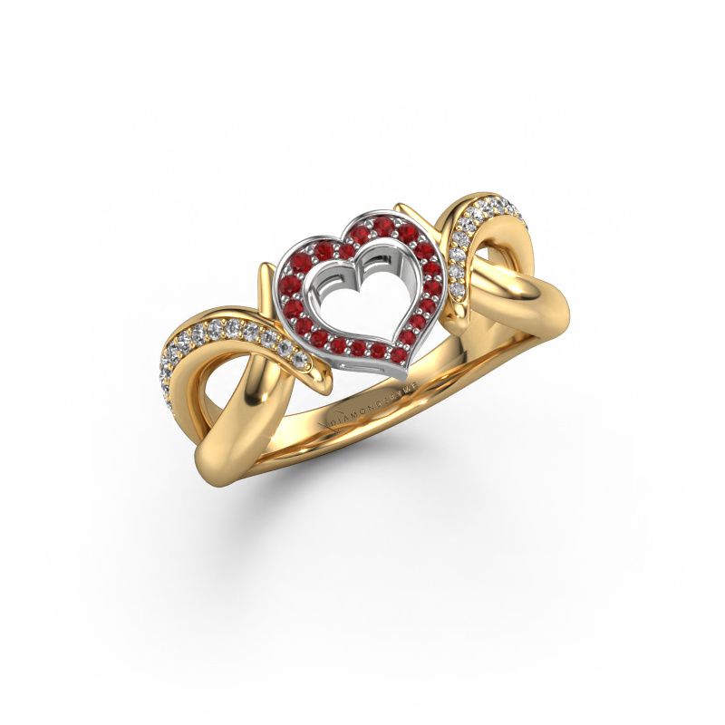 Ring Earlie 2 585 goud robijn 1.1 mm