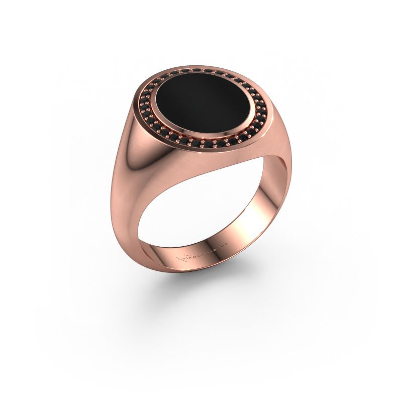 Chevalière Adam 2 585 or rose onyx 12x10 mm