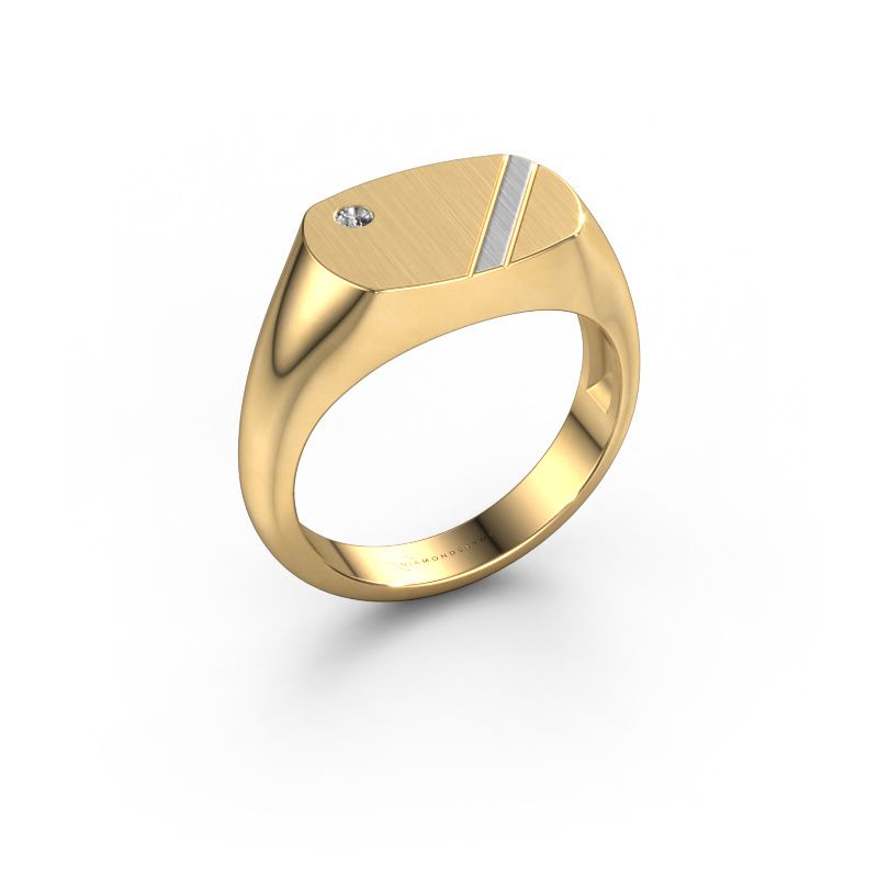 Men's ring Bram 2 585 gold zirconia 2 mm