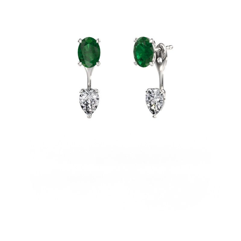 Drop earrings Kate OVL-PER 950 platinum emerald 7x5 mm