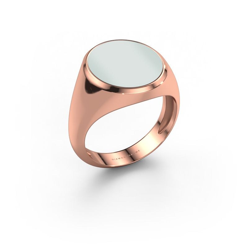 Zegelring Herman 5 light 585 rosé goud groene lagensteen 15x13 mm