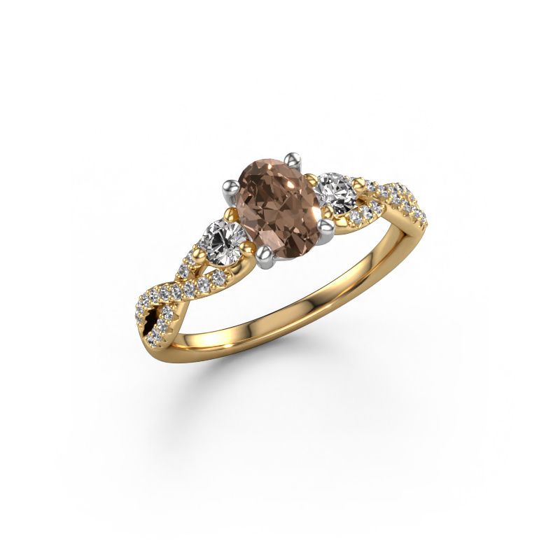 Engagement ring Marilou OVL 585 gold brown diamond 1.16 crt