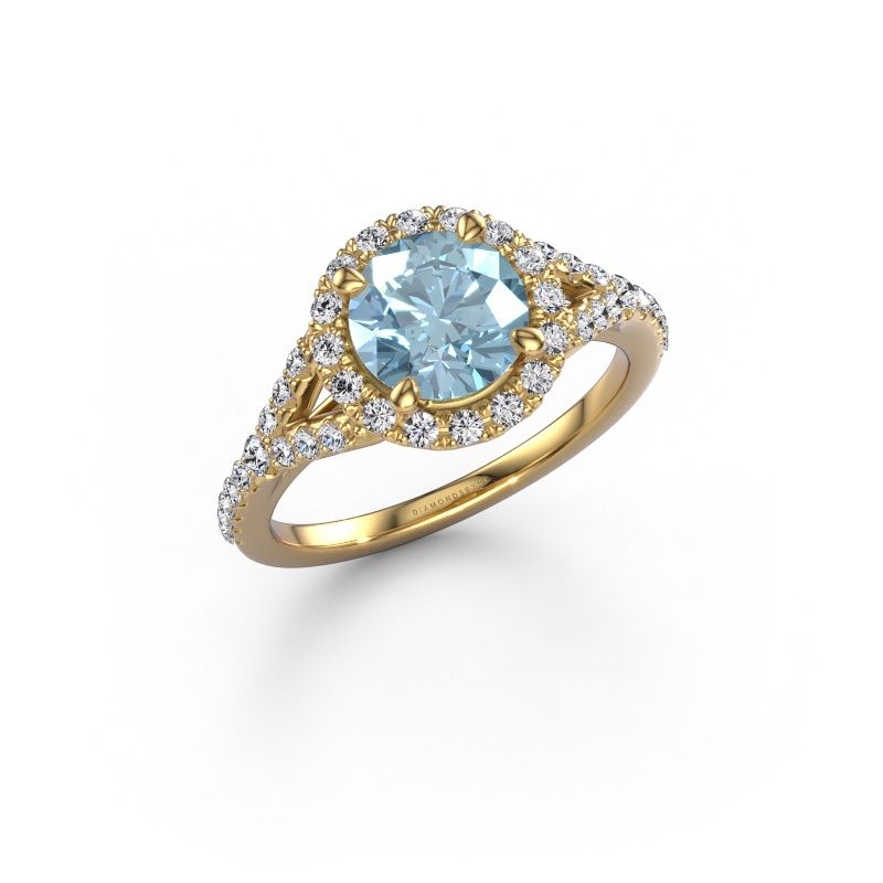 Engagement ring Kimber RND 585 gold blue lab grown diamond 7 mm
