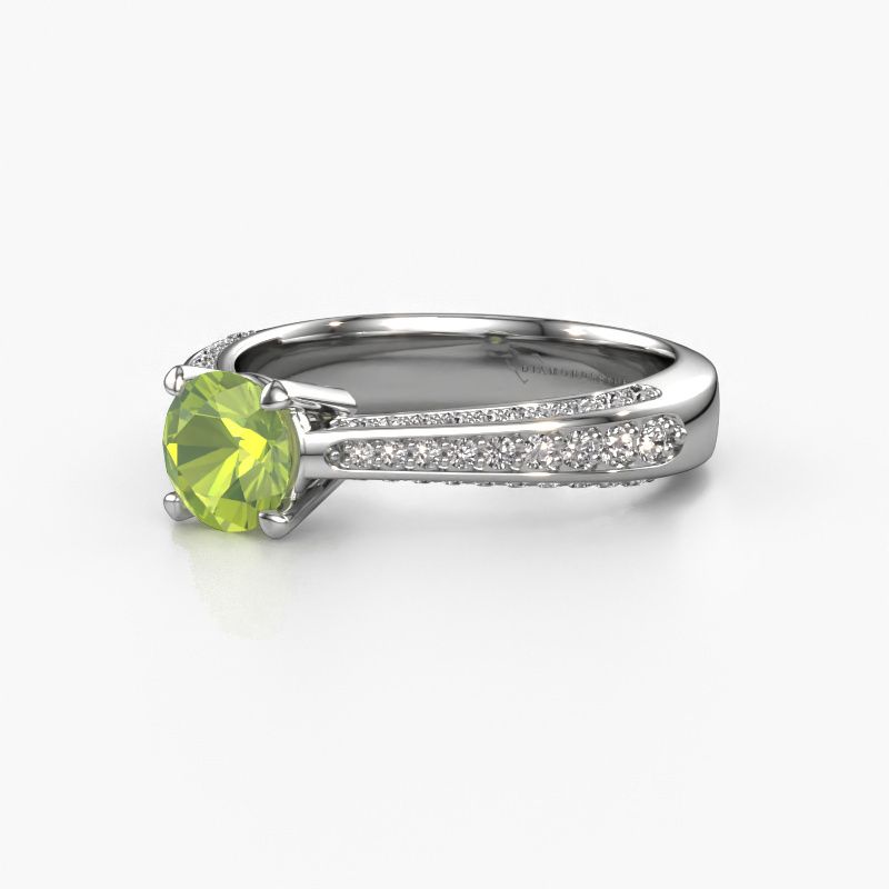 Image of Engagement ring Ruby rnd 585 white gold peridot 5.7 mm