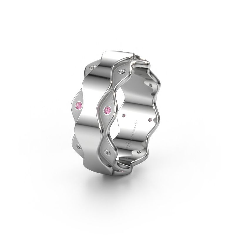 Wedding ring WH2033L 585 white gold pink sapphire ±7x2.4 mm
