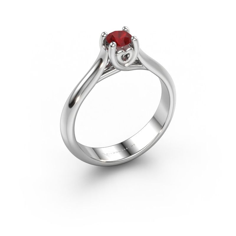 Verlovingsring Nisa 950 platina robijn 4.2 mm