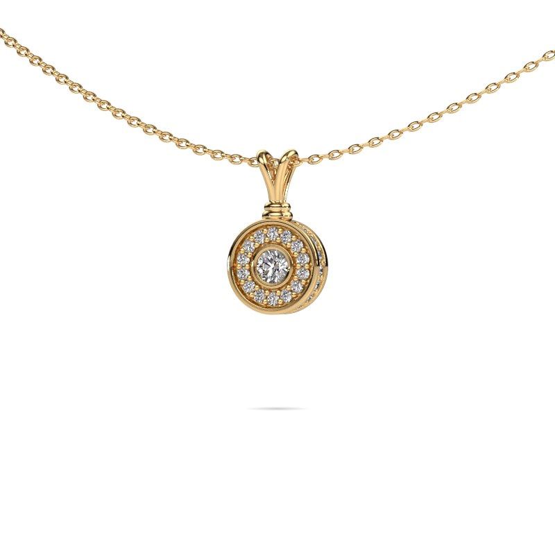 Pendant Roos 585 gold zirconia 3 mm