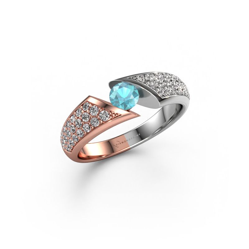 Verlobungsring Hojalien 3 585 Roségold Blau Topas 4.2 mm