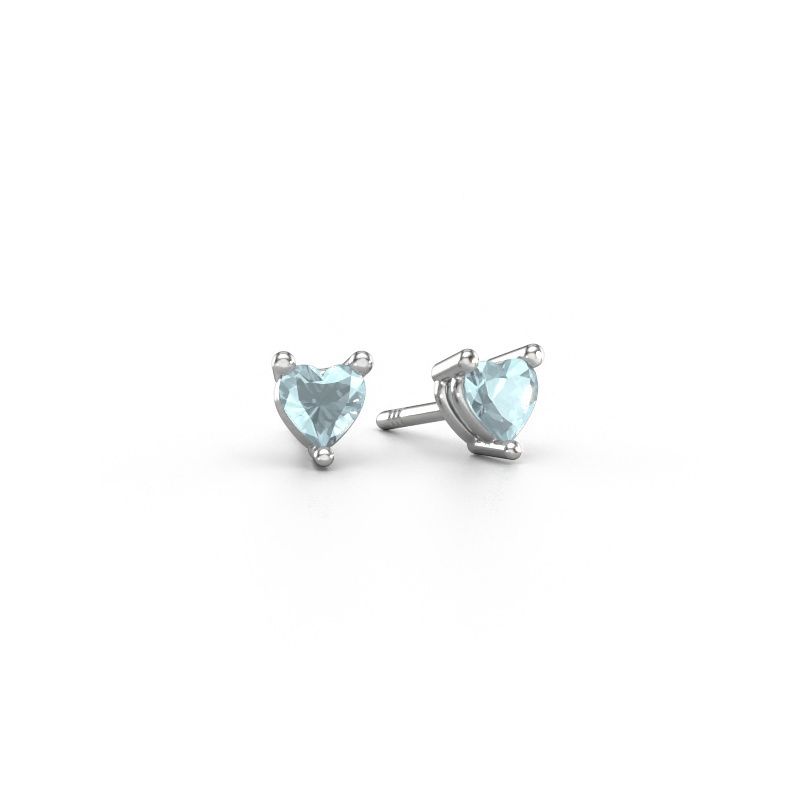 Clous d'oreilles Garnet 585 or blanc aigue-marine 4 mm