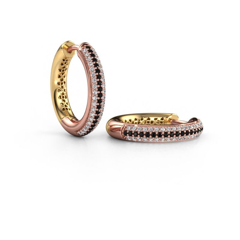 Créoles Tristan B 19 mm 585 or rose diamant noir 0.62 crt