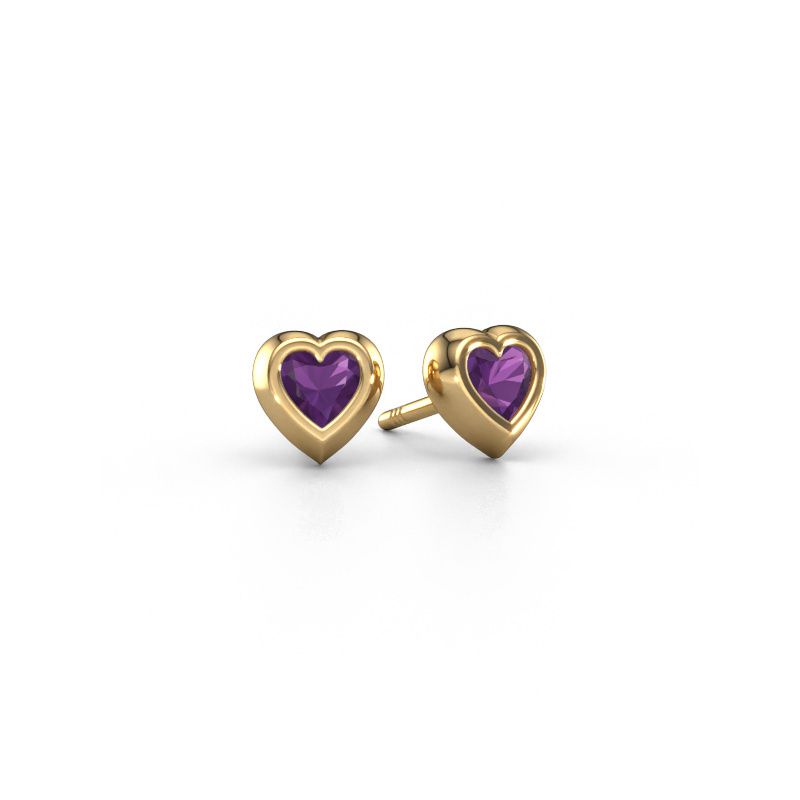 Clous d'oreilles Charlotte 585 or jaune améthyste 4 mm