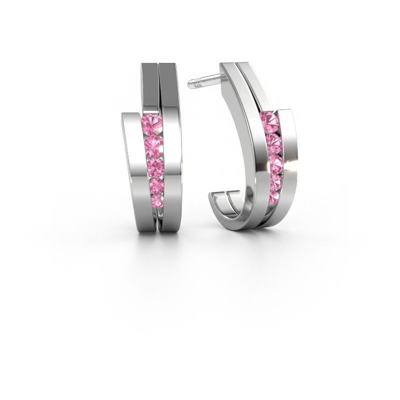 Earrings Cato 585 white gold pink sapphire 2.2 mm