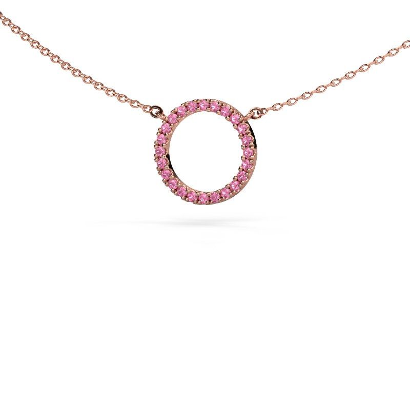 Pendant Circle 585 rose gold pink sapphire 1.2 mm