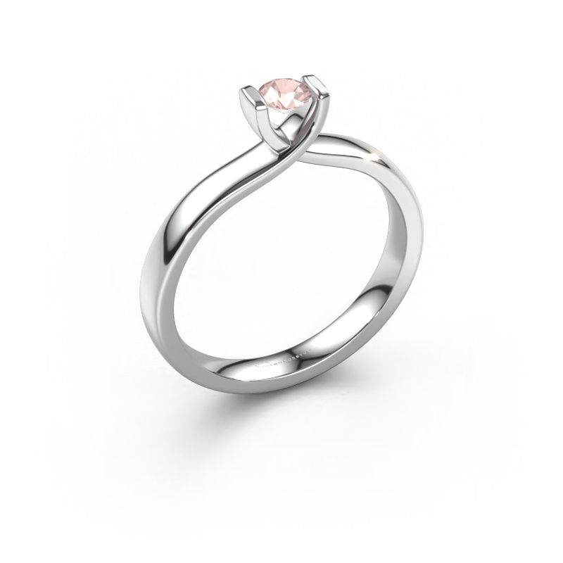 Bague de fiançailles Noor 585 or blanc champagne morganite 3.7 mm