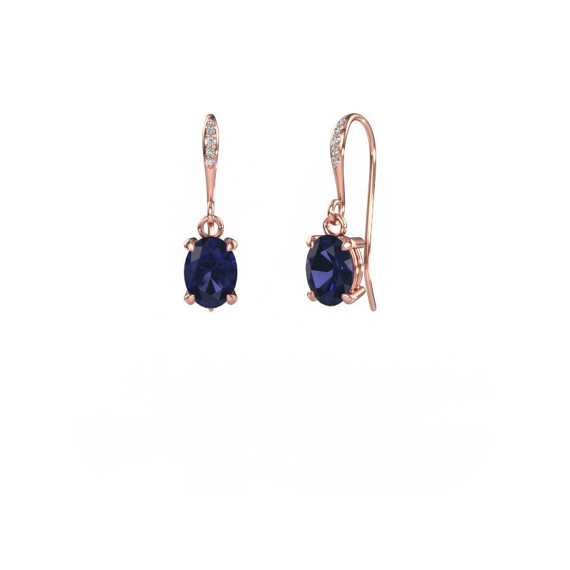 Pendants d'oreilles Laurie OVL 2 585 or rose saphir 7x5 mm
